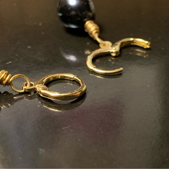 Genuine 10mm Black Tahitian Pearl Drop Earrings - Picture 7 of 8